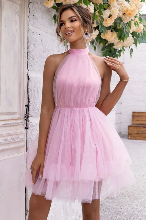 'Oriana' Halter Neck Backless Dress - Celes Fashion